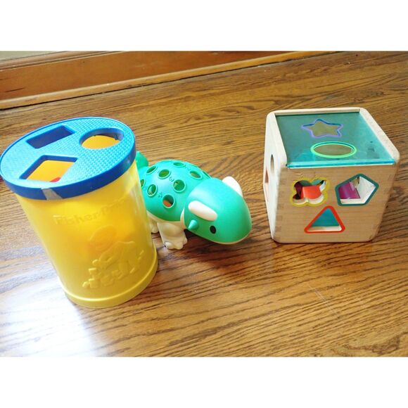 Shape Sorter Wonder Cube Dinosaur B Toy Wooden Vintage Fisher Price Lot Toys - Picture 1 of 11